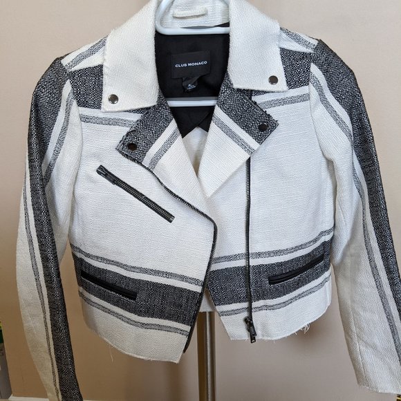 Club Monaco Nolicia Striped Moto Jacket - Picture 2 of 2
